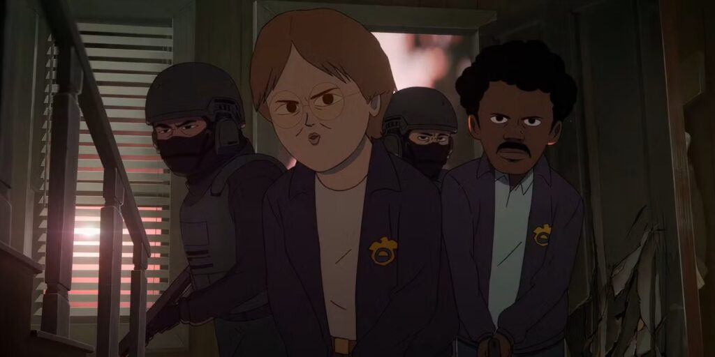 DEA and FBI agents storm Marshall’s compound in Common Side Effects finale “Raid,” destroying the mystical healing mushrooms during the assault.