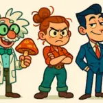 Marshall, Frances, and Rick character line-up